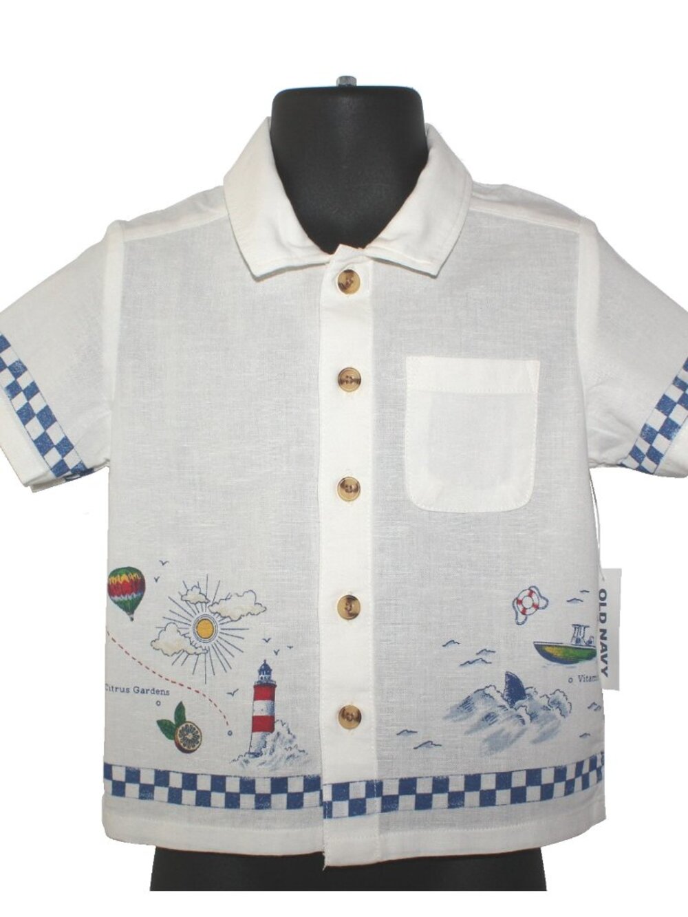 Old Navy Toddler Boys' Printed Short-Sleeve Linen-Blend Summer Button Down Shirt